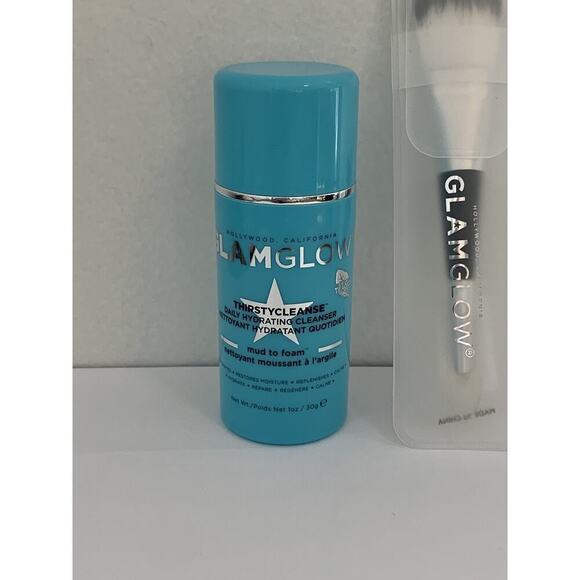 GLAMGLOW Thirstycleanse Mud to Foam Cleanser 1oz 30ml Travel Sz Mask Brush NEW - Picture 3 of 6